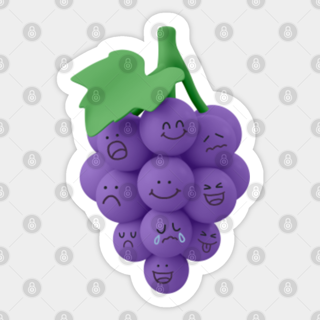 Emoticon Grapes, 3D Emojis Sticker TeePublic
